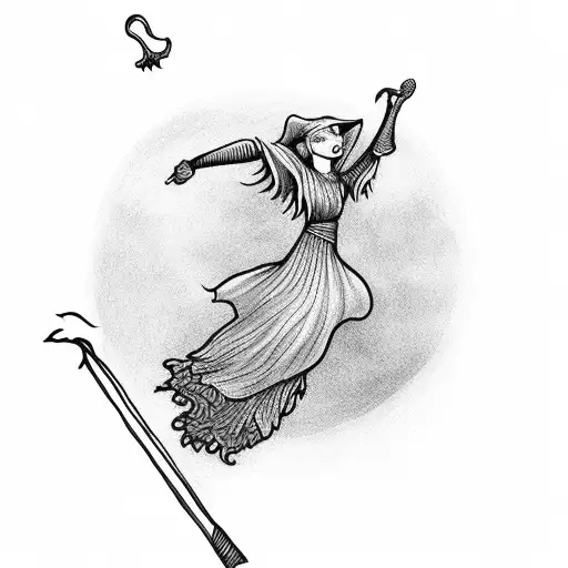 Witch Flying In A Broom