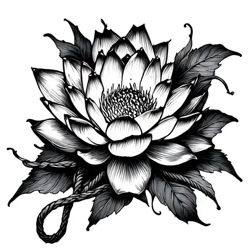 Lotus Flower Intertwined With A Lasso