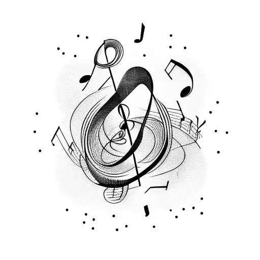 An Abstract Representation Of A Music Note Intertwined With A Nature Scene