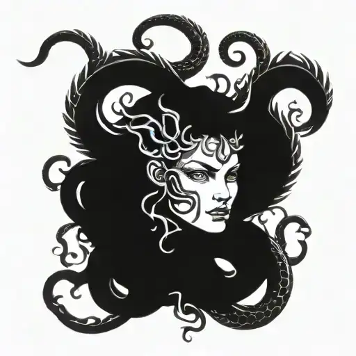 Medusa With Dragons Instead Of Snakes Crawling