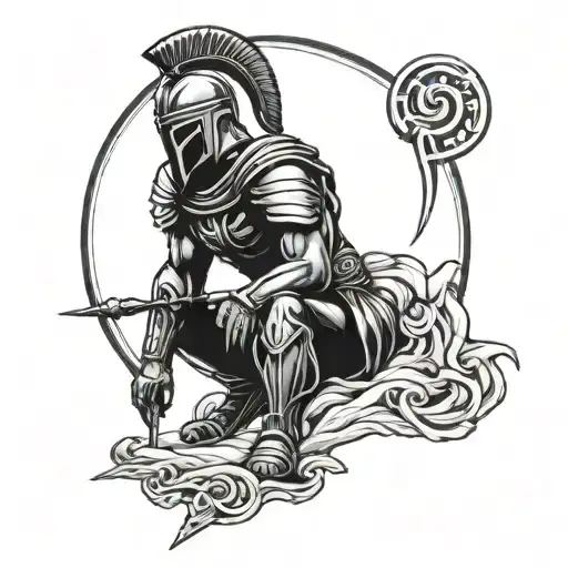 Spartan Warrior Kneeling