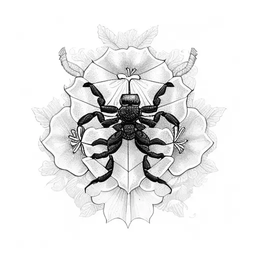 Scorpion With Hibiscus Flower