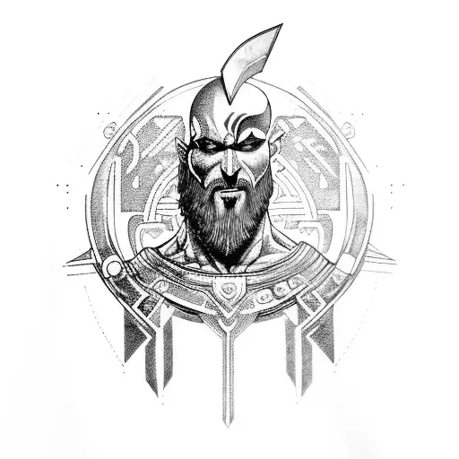 A Futuristic Cyberpunk Version Of Kratos Wielding The Blade Of Chaos And The Ax