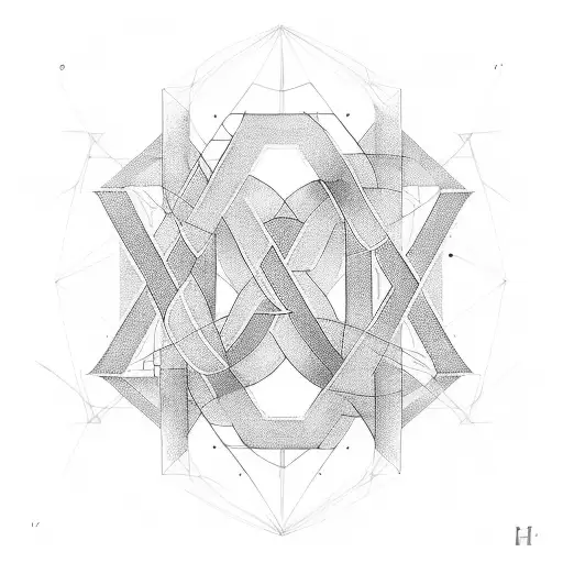 A Geometric Design Combining Roman Numerals And The Letter 'H'