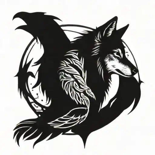 A Wolf Next To A Crow