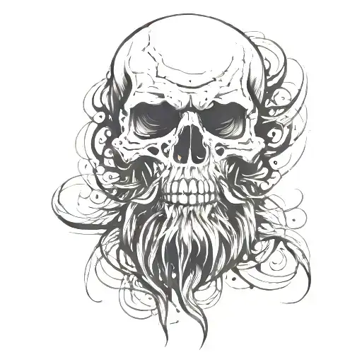Front Skull With Beard And Scratches