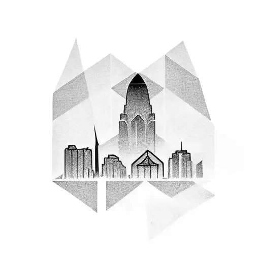 A Minimalist Outline Of The Reykjavik Skyline With A Small Airplane Flying Over It