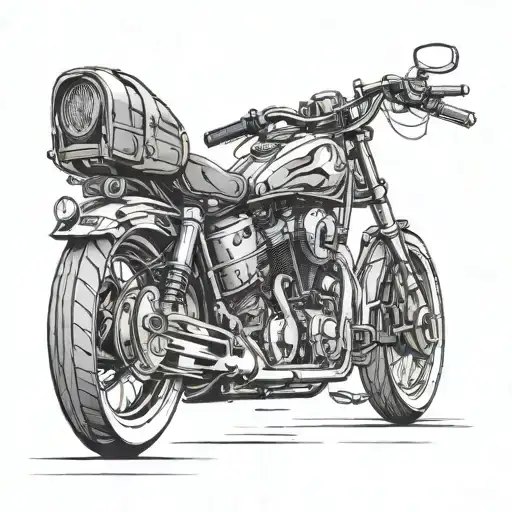 Incorporate A Detailed Motorcycle Engine With Gun Barrels As The Exhaust Pipes