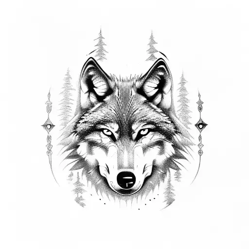 Wolf Face And Ying-yang In The One Eye