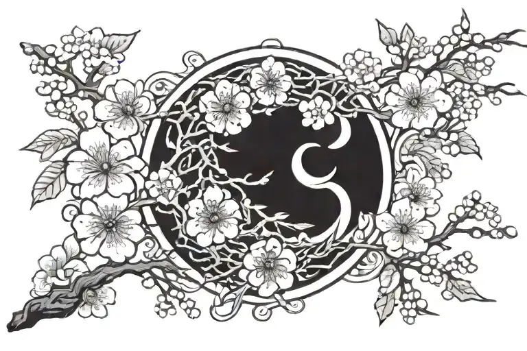 Plum Blossom And Japanese Samurai Emblem