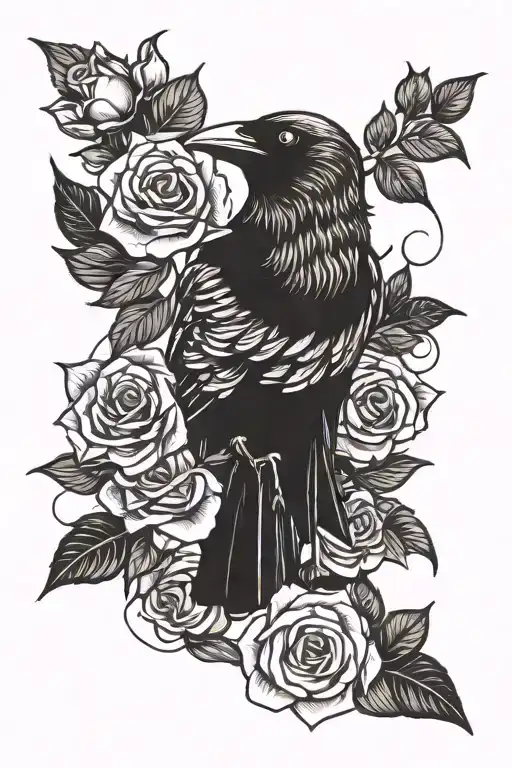 Crow And Roses