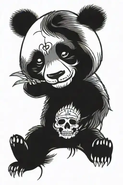 Panda With Indian Skull