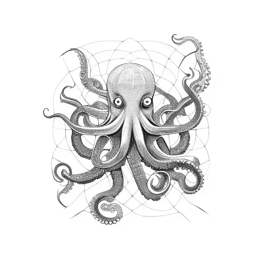 An Octopus Navigating Through A Nautical Map