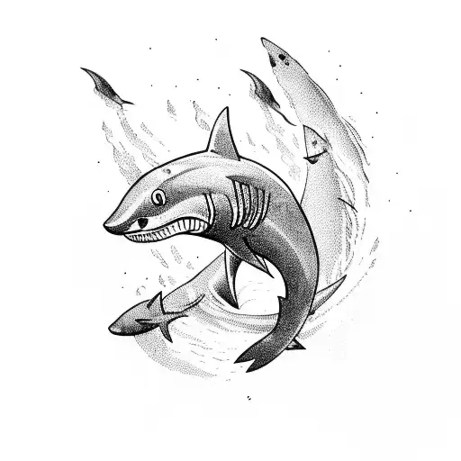 A Fierce Shark Swimming Alongside A Pirate Ship