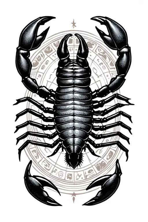 Scorpion With Astrology In Background And Scorpio Zodiac