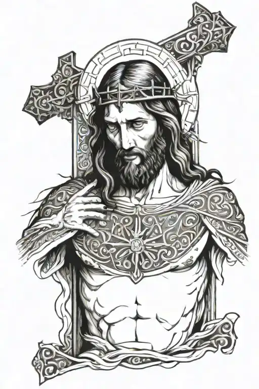Full Back Tattoo Inspired Jesus Christ