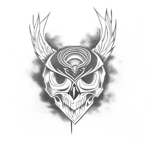 Skull Tribal Owl Head Dark
