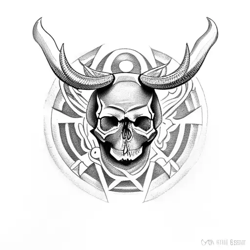 Skull With Horns Tribal Cross