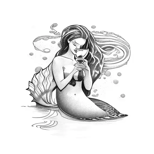 Mermaid Drinking Wine