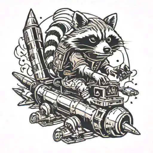 Racoon Riding A Missile Like A Cowboy