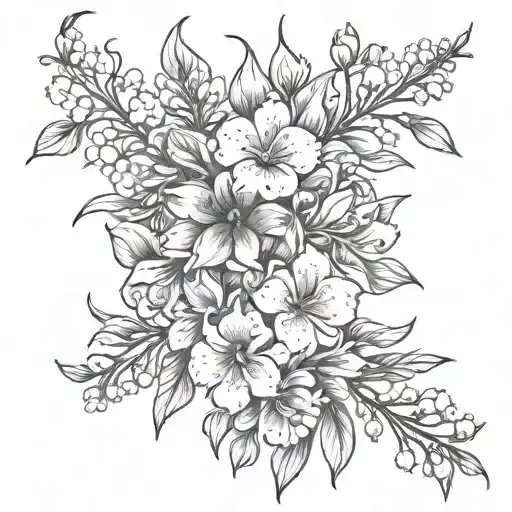 Fairy Bouquet Sakura Flower Snapdragon Tattoo Design Inspired