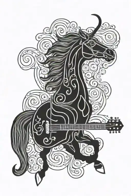 Guitar Horse Red Music