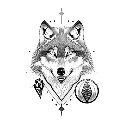 Wolf With A Viking Symbols