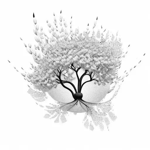 Feather Quill Turning Into A Blossom Tree