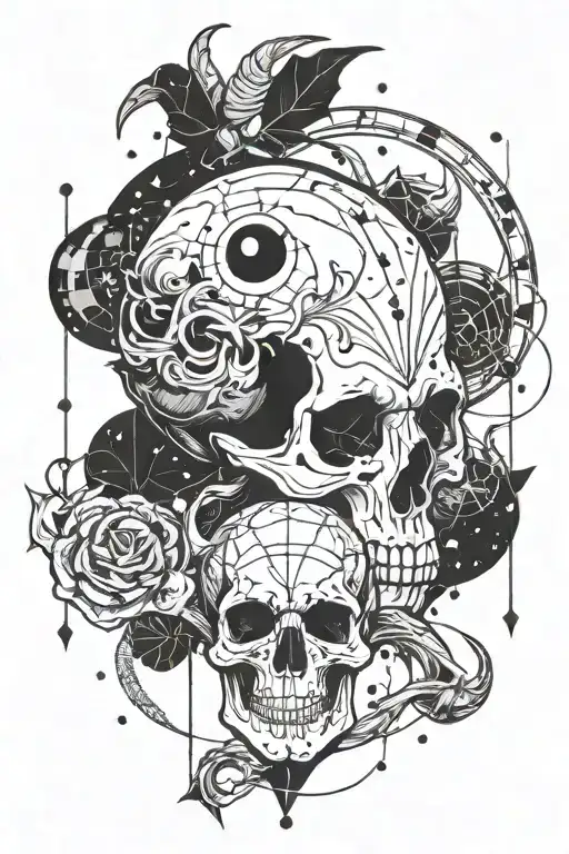 Skull And Capricorn And Aquarius Constellation