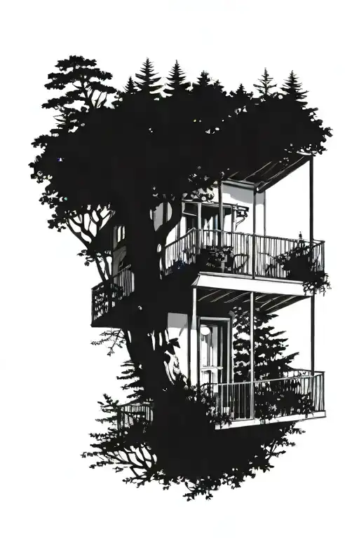 Balcony Overlooking The Forest Both