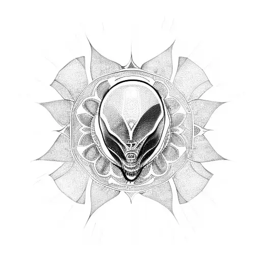 Alien With A Mandala Background
