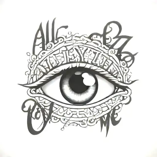 All Eyez On Me Lettering Whit Eye Surrounded