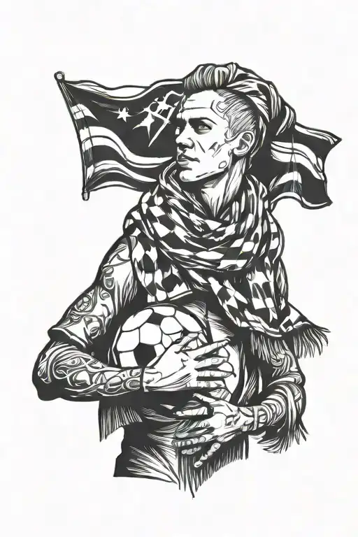 Football Fan With A Scarf In His Hands Holding