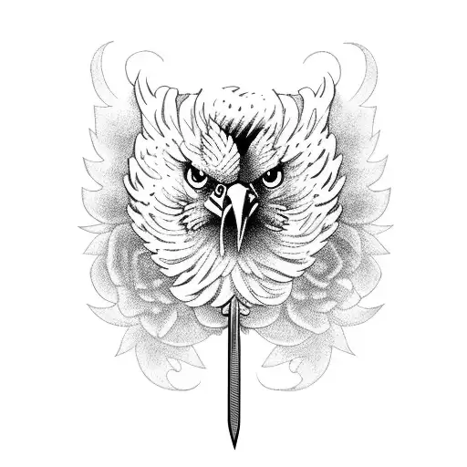 Eagle And A Sword And Roses
