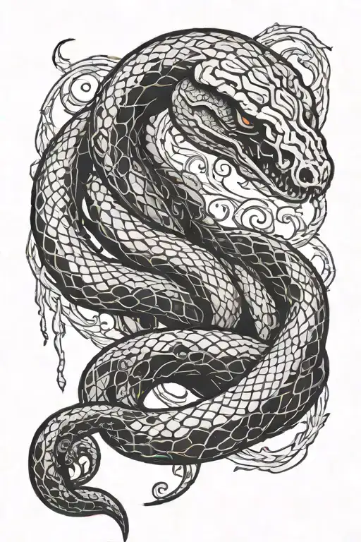 A Bloody Snake That Is Pierced By A Reaper Holding