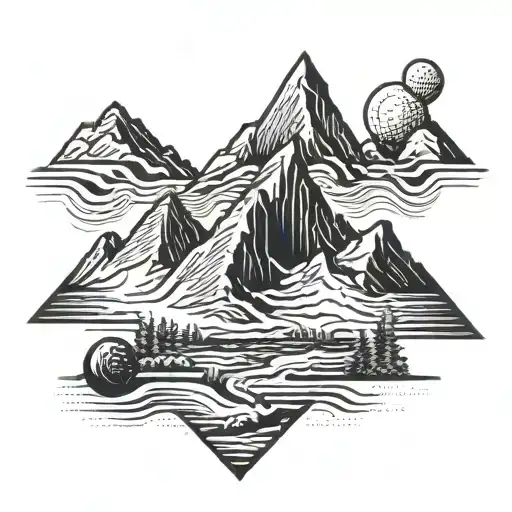 Abstract Mountain Peak With Mars