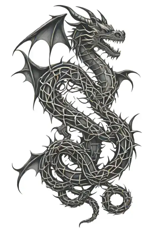 Dragon Made Of Barbed Wire