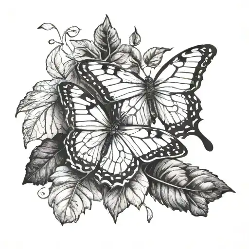 Butterfly And Fearn Leaf