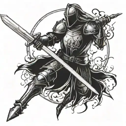 Incorporate A Heavy Metal Inspired Design With A Medieval Knight Wielding A Sword