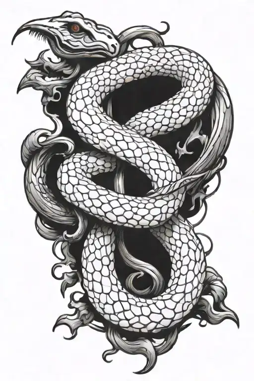 A Bloody Snake That Is Pierced By A Scythe