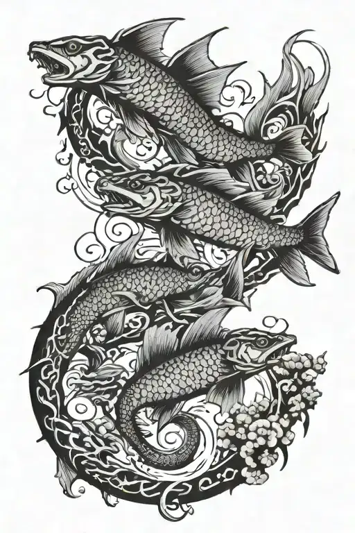 A Fish And 4 Dragons Flying