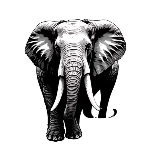 Only Elephant Front View Minimalist For Small Tattoo Design