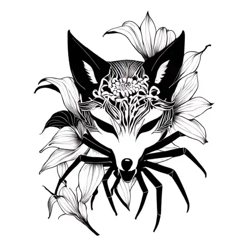 Kitsune Mask And Spider Lilly Flower