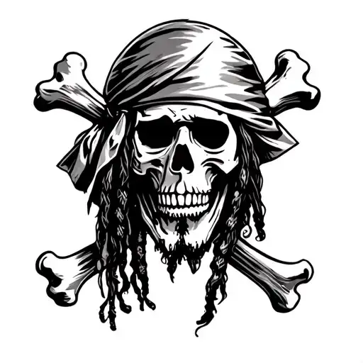 Pirates Of The Caribbean Skull Crossbones Jack Sparrow With Bandana