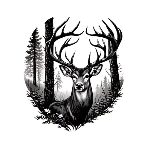 Whitetail Deer In Woods