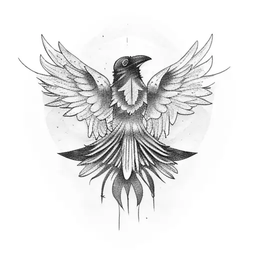 Raven With Wings Hugging The Arm