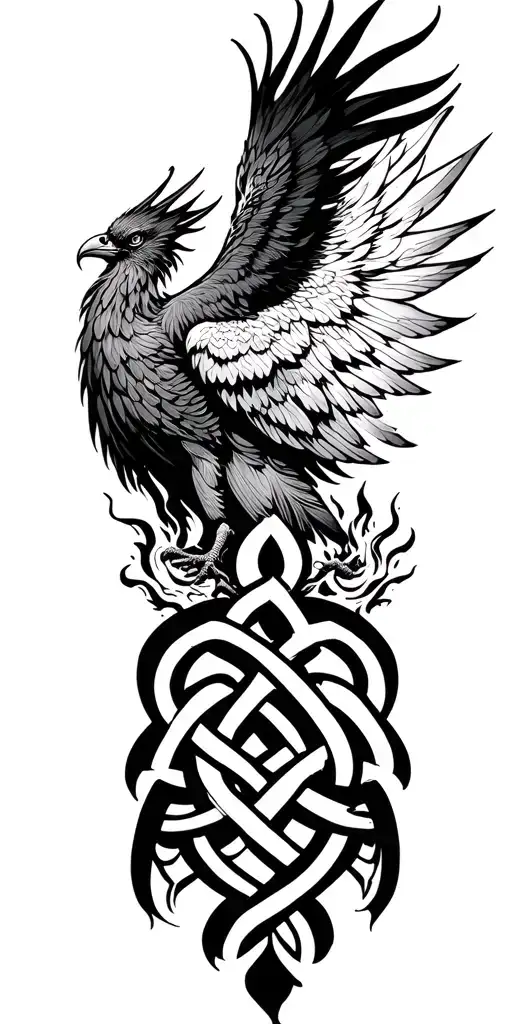 Incorporate A Phoenix Rising From The Ashes Into A Celtic Knot Design