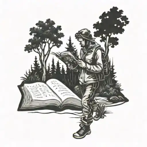 A Mysterious Figure Walking Through A Nighttime Forest With A Book In Hand