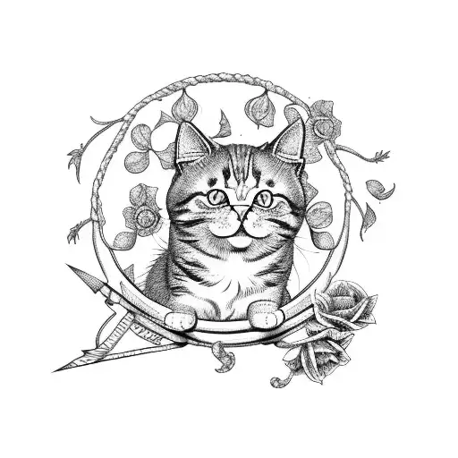 Cat Above A Human Hearth And Withered Flower