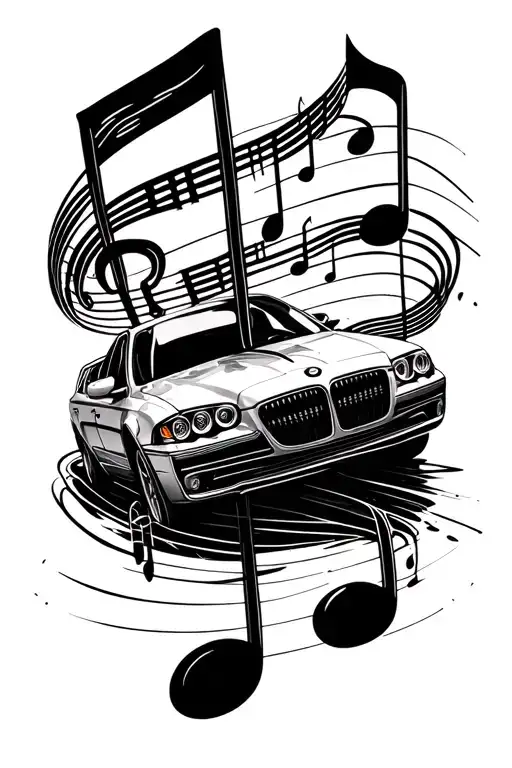 Car And Music Note Intertwined
